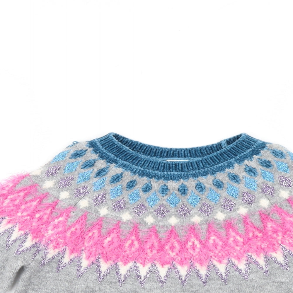 F&F Girls Multicoloured Argyle/Diamond  Pullover Jumper Size 7-8 Years