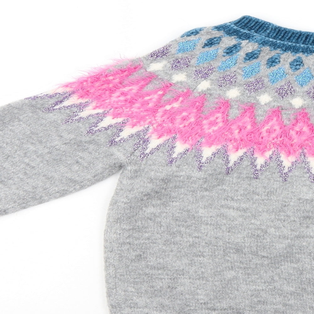 F&F Girls Multicoloured Argyle/Diamond  Pullover Jumper Size 7-8 Years