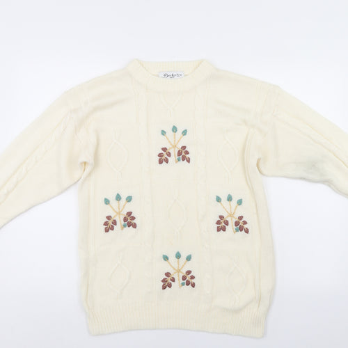 Berkertex Womens Ivory Floral  Pullover Jumper Size 12