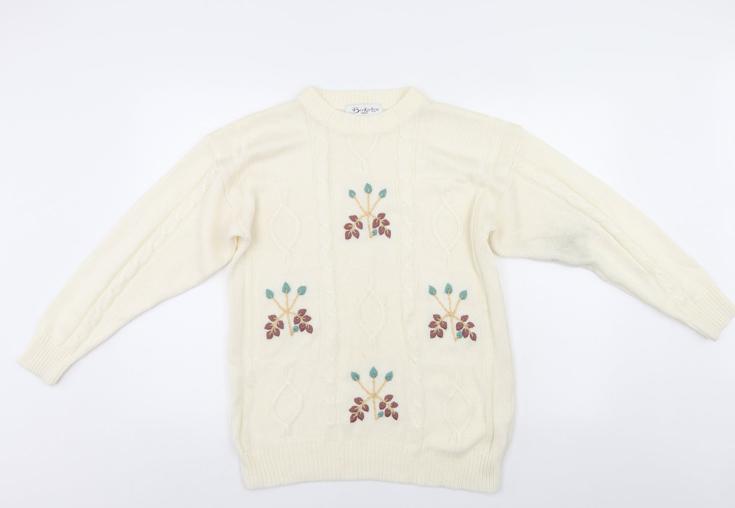 Berkertex Womens Ivory Floral  Pullover Jumper Size 12