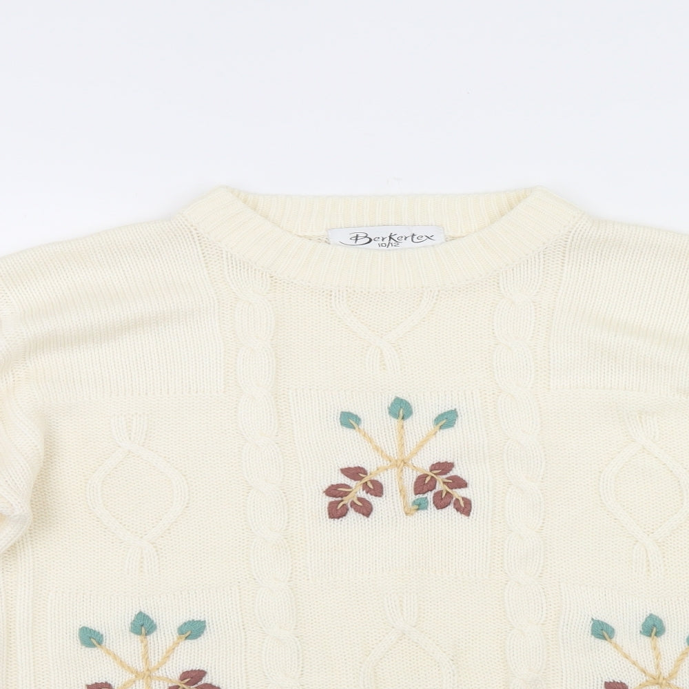 Berkertex Womens Ivory Floral  Pullover Jumper Size 12