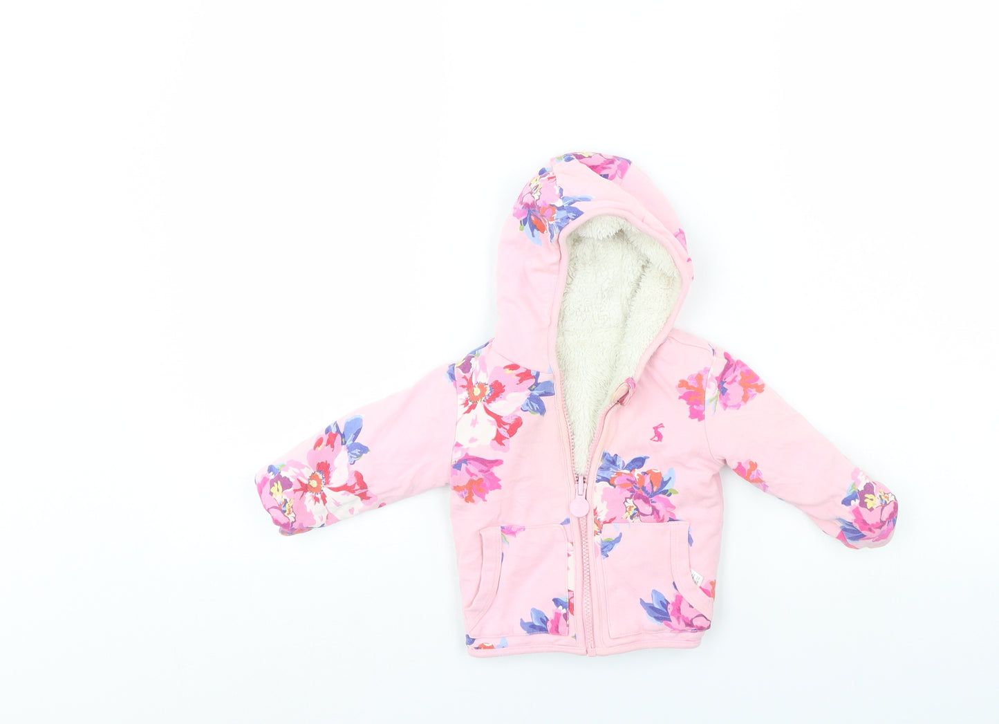 Joules Girls Pink Floral  Basic Coat Coat Size 6-9 Months