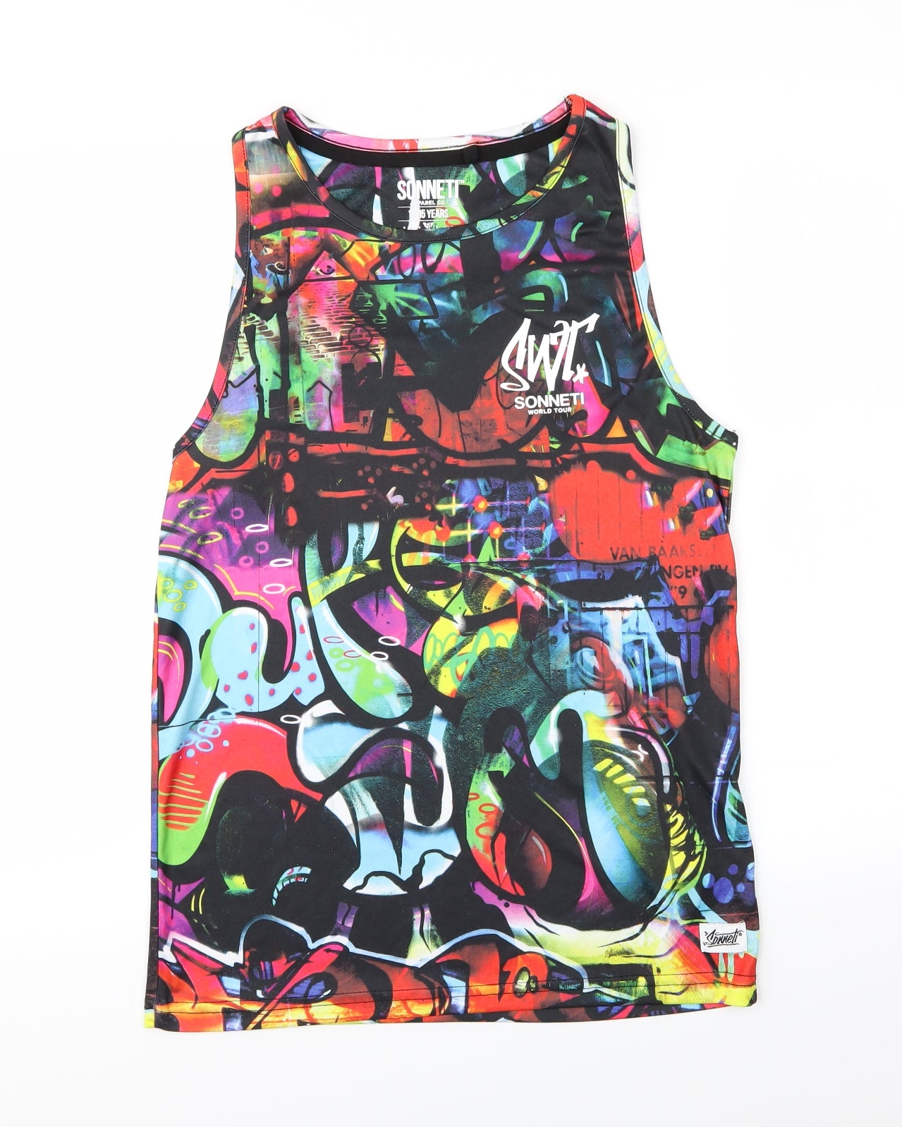 Sonneti Boys Multicoloured   Basic Tank Size 14-15 Years  - Graffiti Print