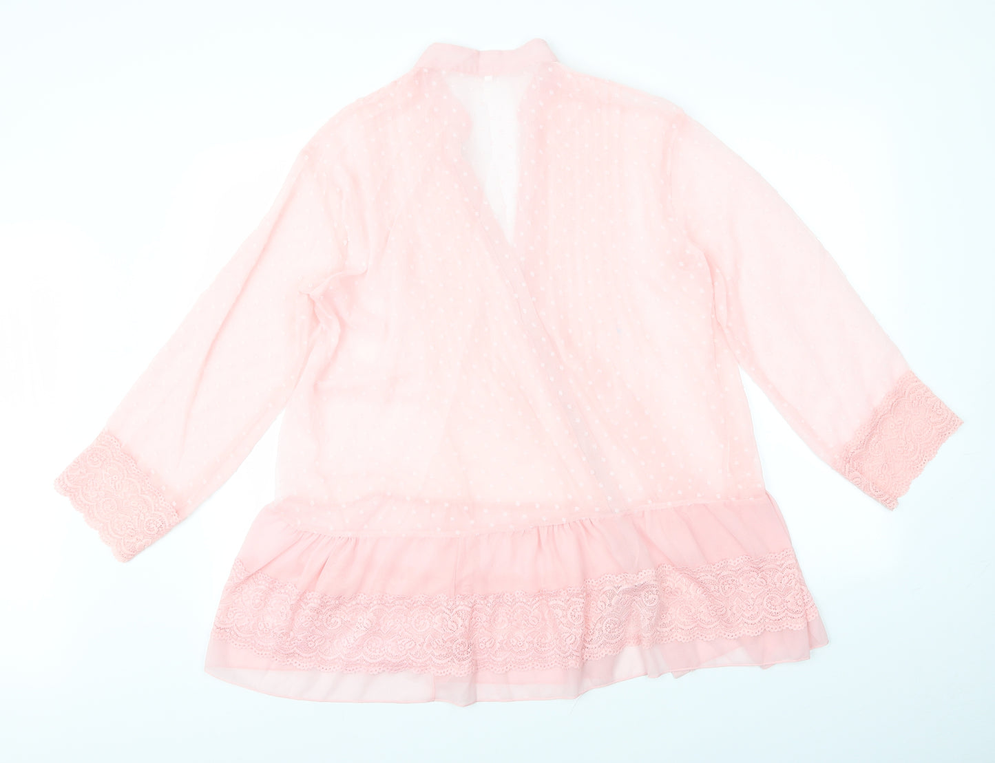 Preworn Womens Pink Floral  Basic Button-Up Size XL