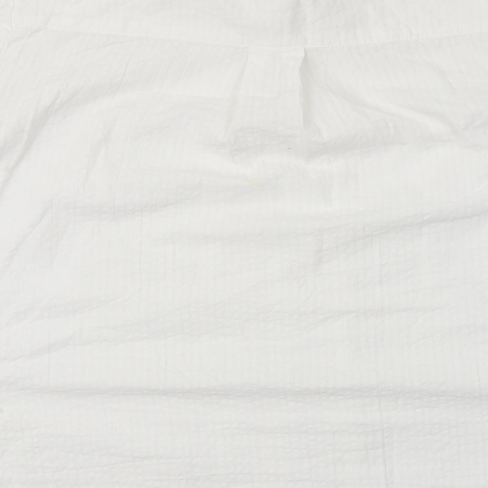 M&Co Womens White Striped  Basic Button-Up Size 10