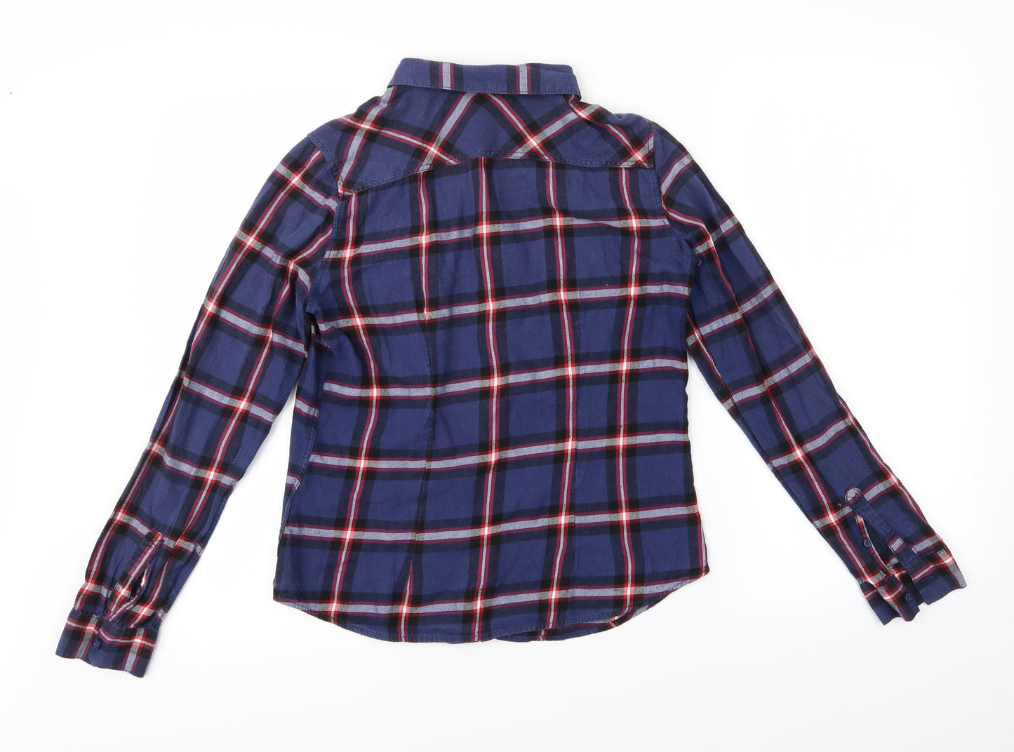 H&M Womens Purple Check  Basic Button-Up Size 8