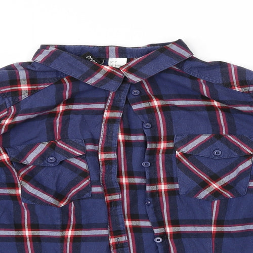 H&M Womens Purple Check  Basic Button-Up Size 8