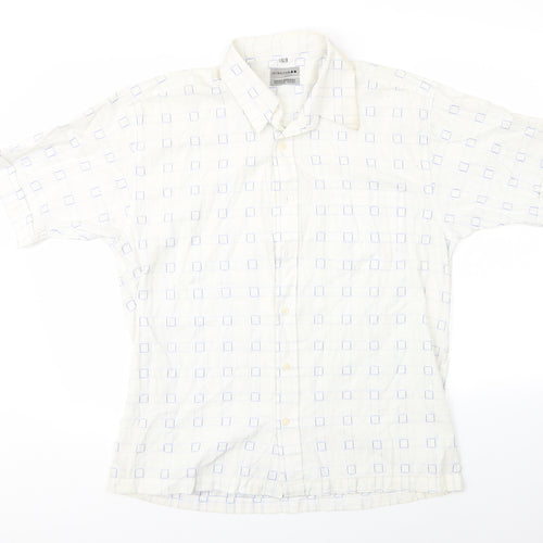 Petroleum Mens White Check   Button-Up Size L