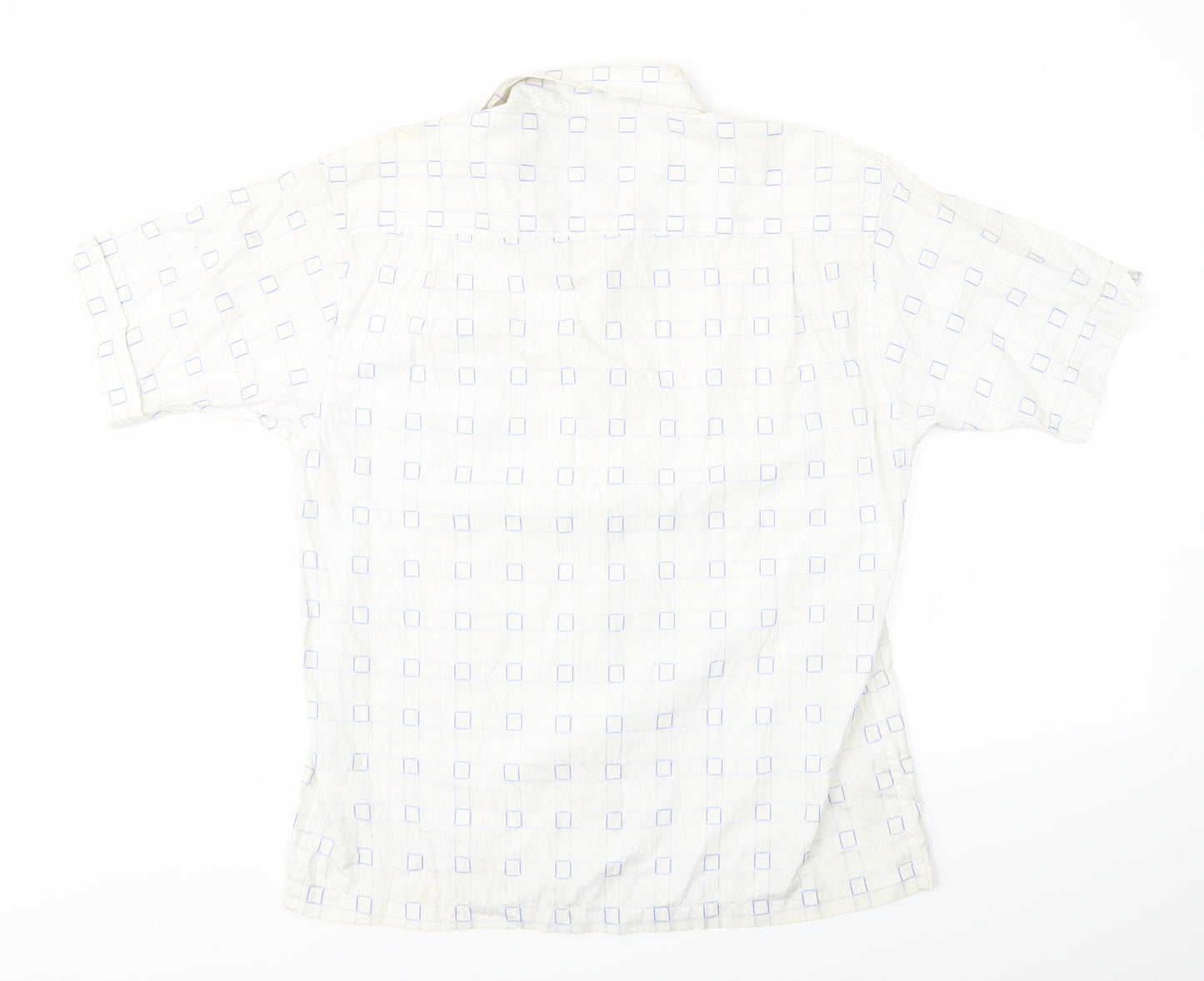Petroleum Mens White Check   Button-Up Size L