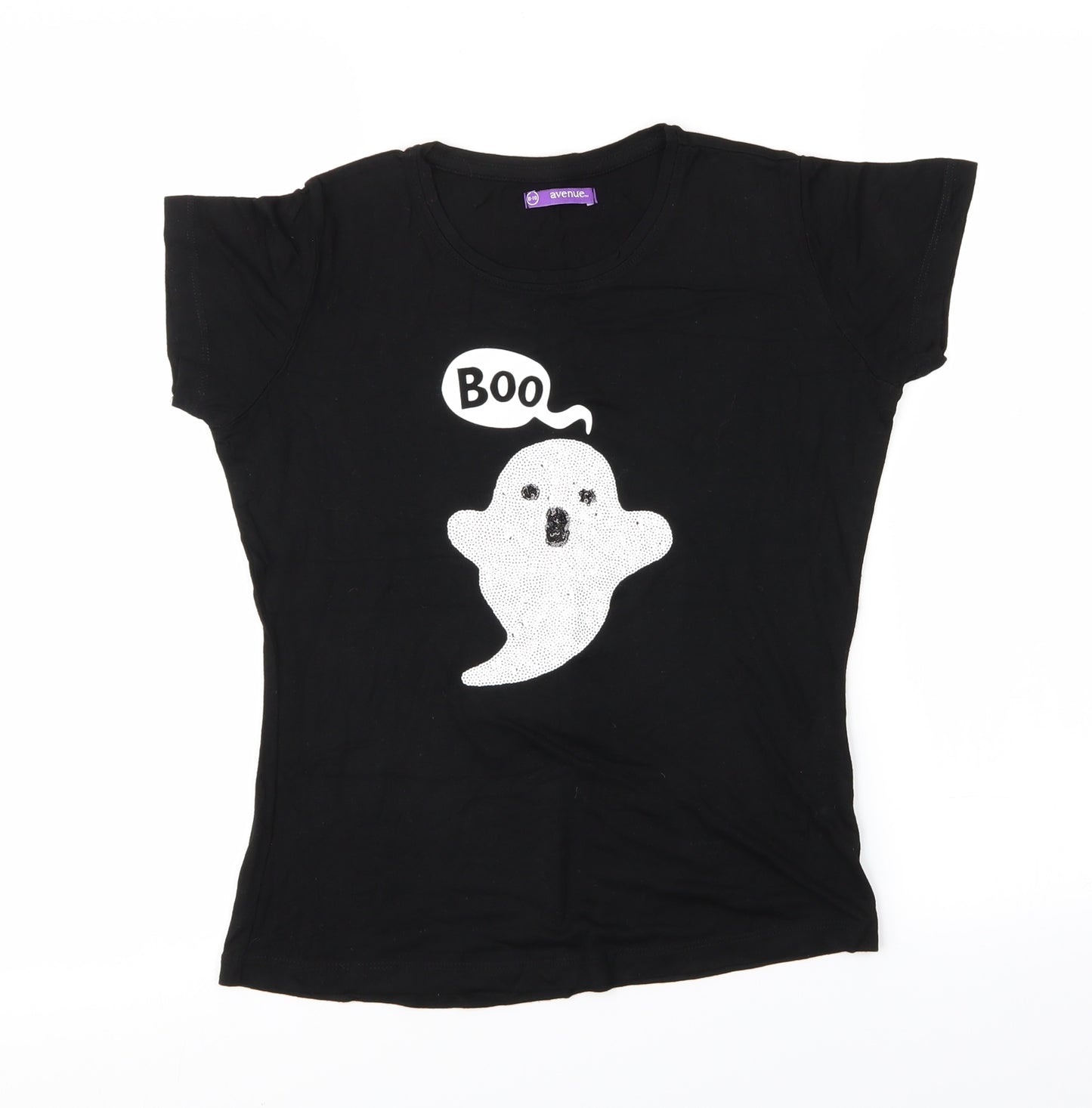 Avenue Womens Black   Basic T-Shirt Size 8  - Ghost, Boo