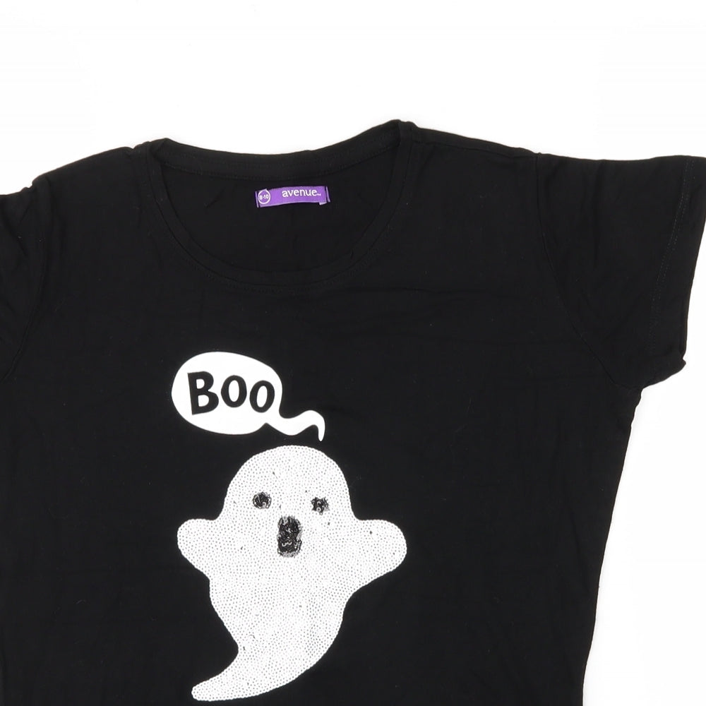 Avenue Womens Black   Basic T-Shirt Size 8  - Ghost, Boo