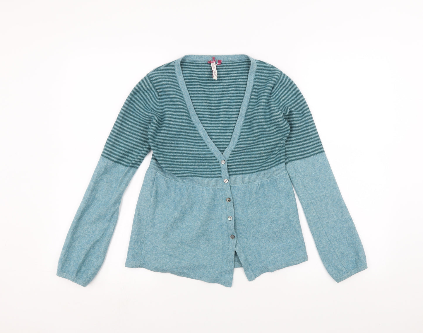 White Stuff Womens Blue Striped  Cardigan Jumper Size 10