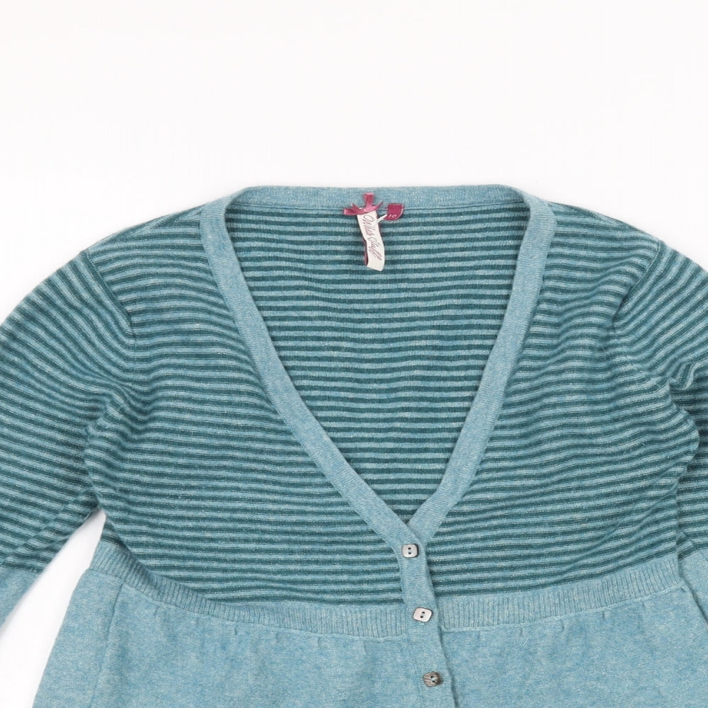 White Stuff Womens Blue Striped  Cardigan Jumper Size 10