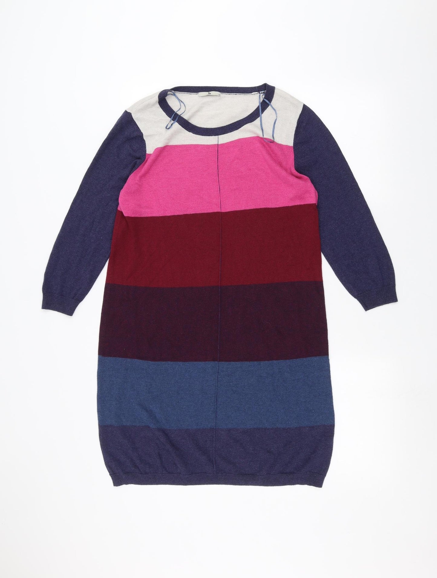 TU Womens Blue Striped  Basic T-Shirt Size 14