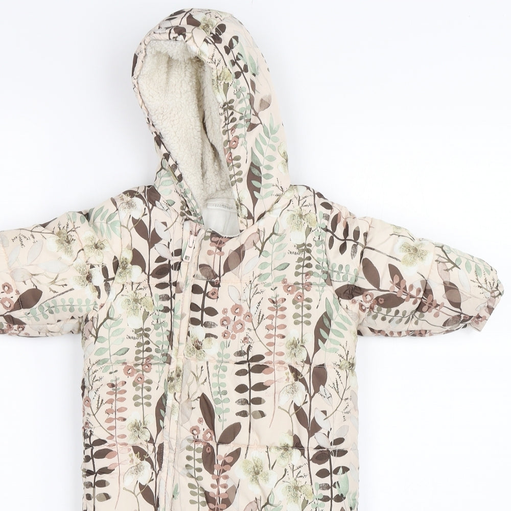 NEXT Baby Black Floral  Jacket Snowsuit Size 6-9 Months