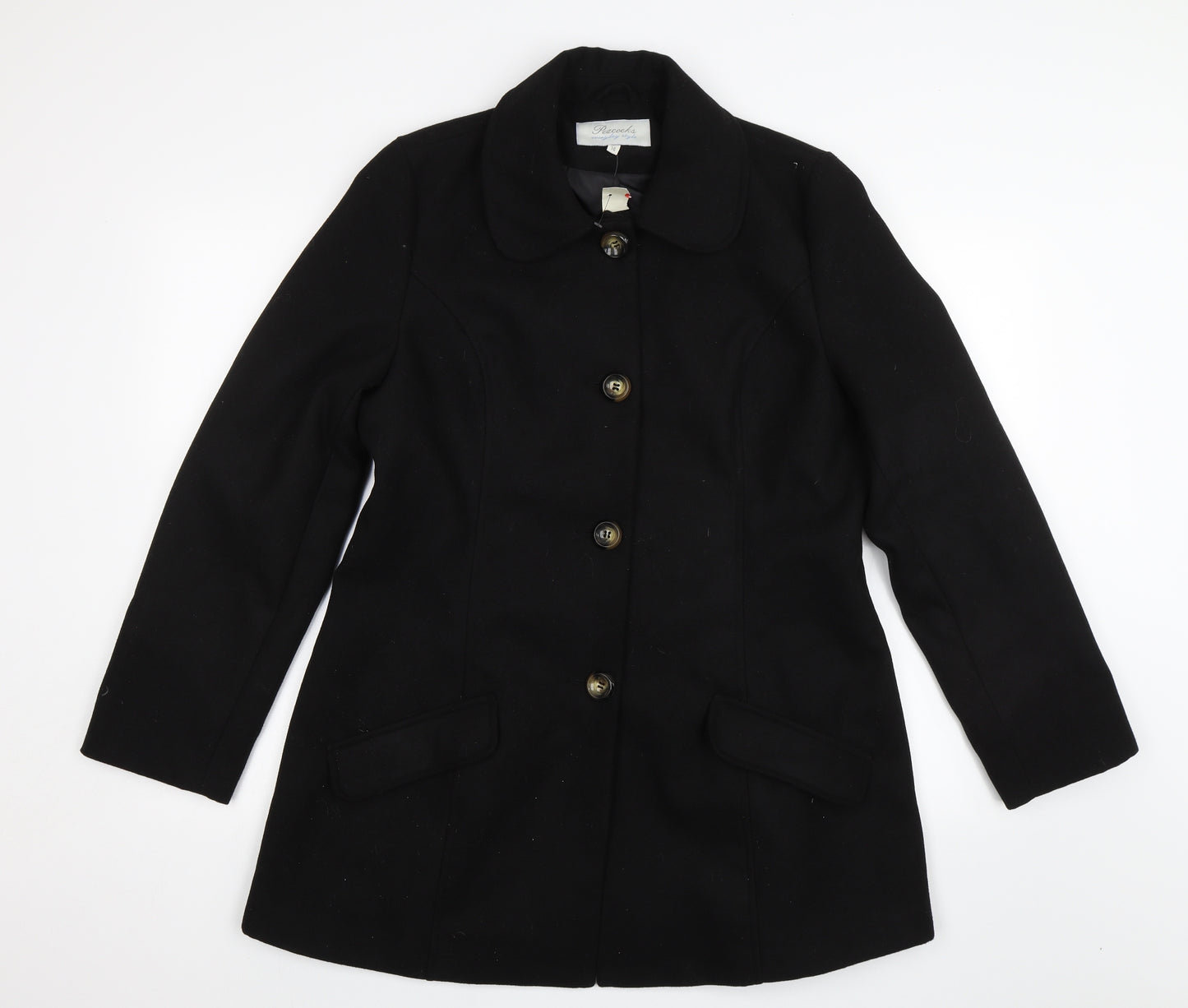 Peacocks Womens Black   Pea Coat Jacket Size 14
