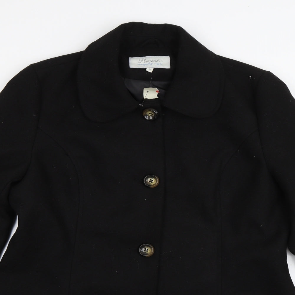 Peacocks Womens Black   Pea Coat Jacket Size 14