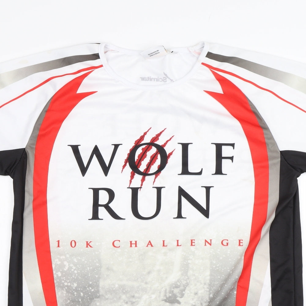 Scimitar Sports Mens White   Basic T-Shirt Size M  - Wolf Run