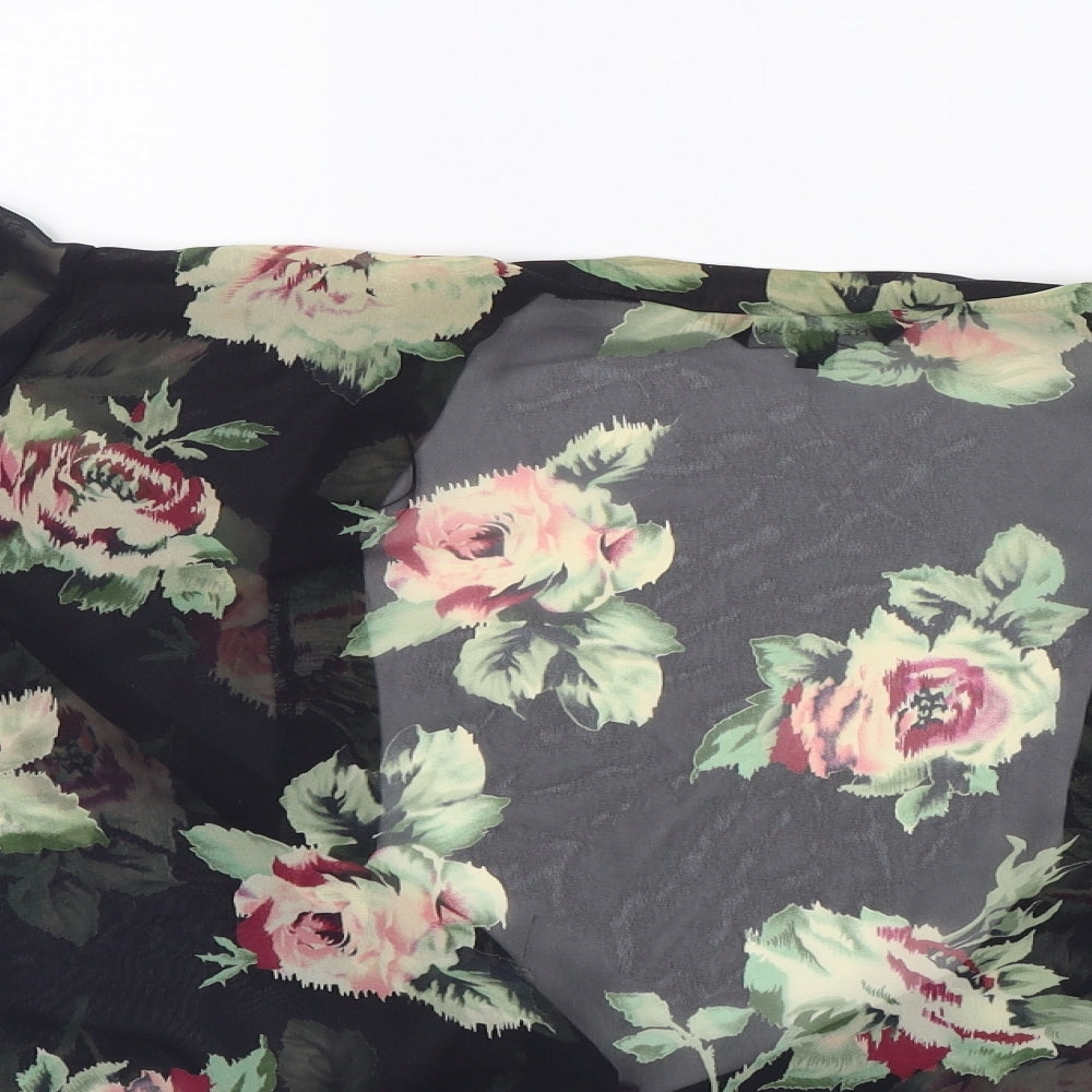 New Look Womens Black Floral  Shrug Jumper Size 14