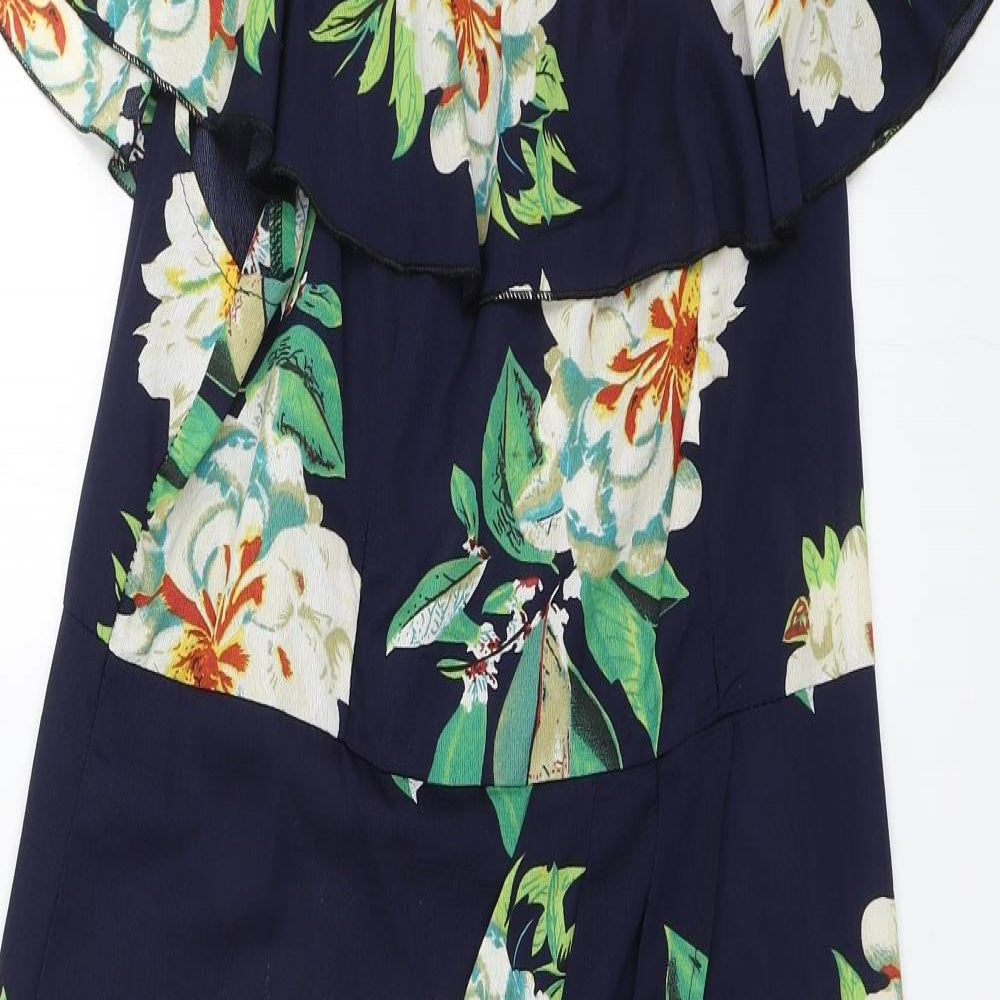 Preworn Womens Blue Floral  Wrap Dress  Size XL