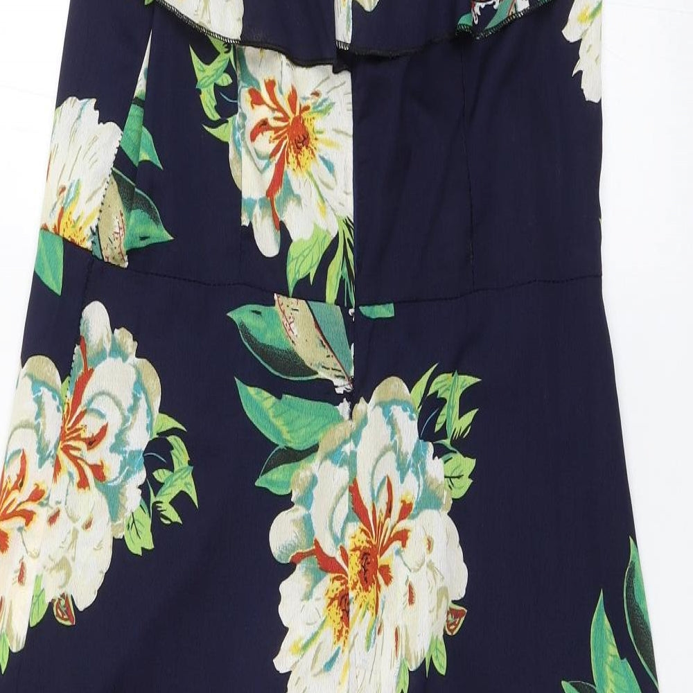 Preworn Womens Blue Floral  Wrap Dress  Size XL