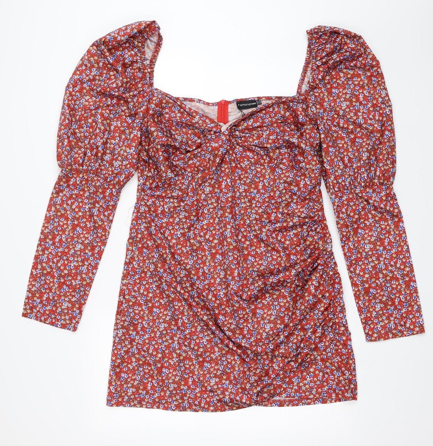 PRETTYLITTLETHING Womens Red Floral  Shift  Size 16