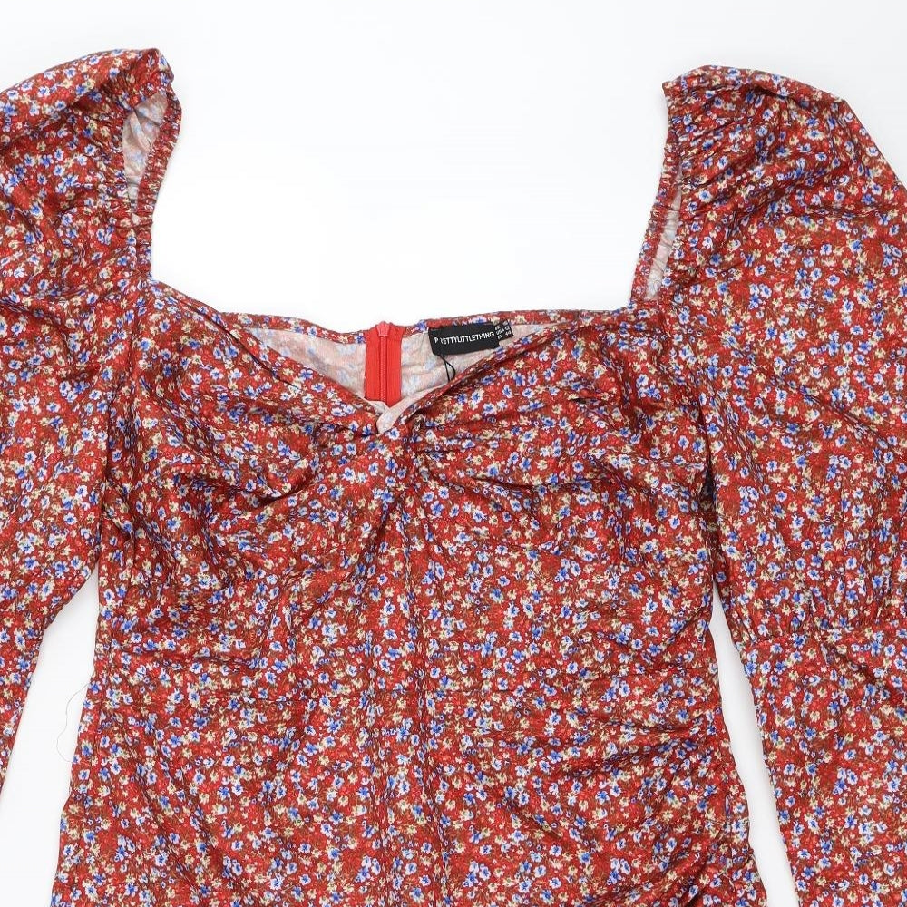 PRETTYLITTLETHING Womens Red Floral  Shift  Size 16