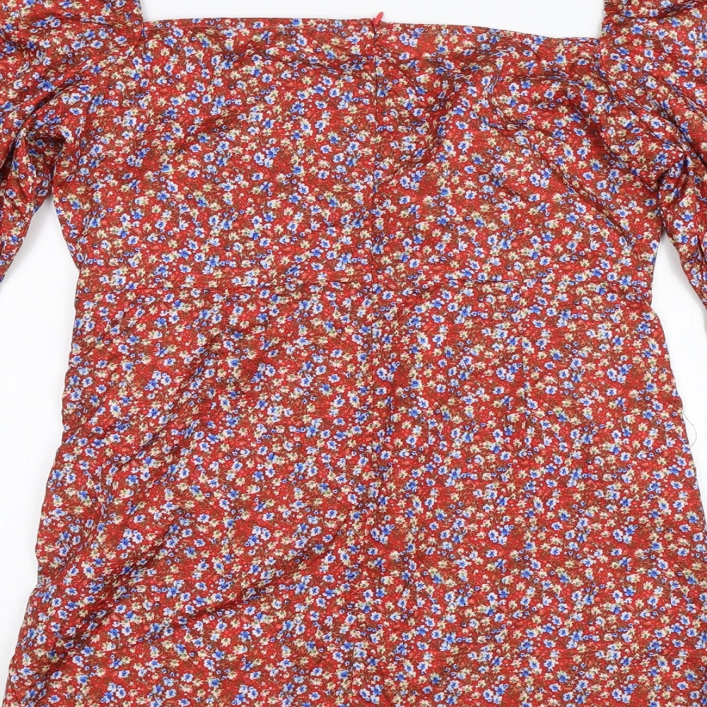 PRETTYLITTLETHING Womens Red Floral  Shift  Size 16