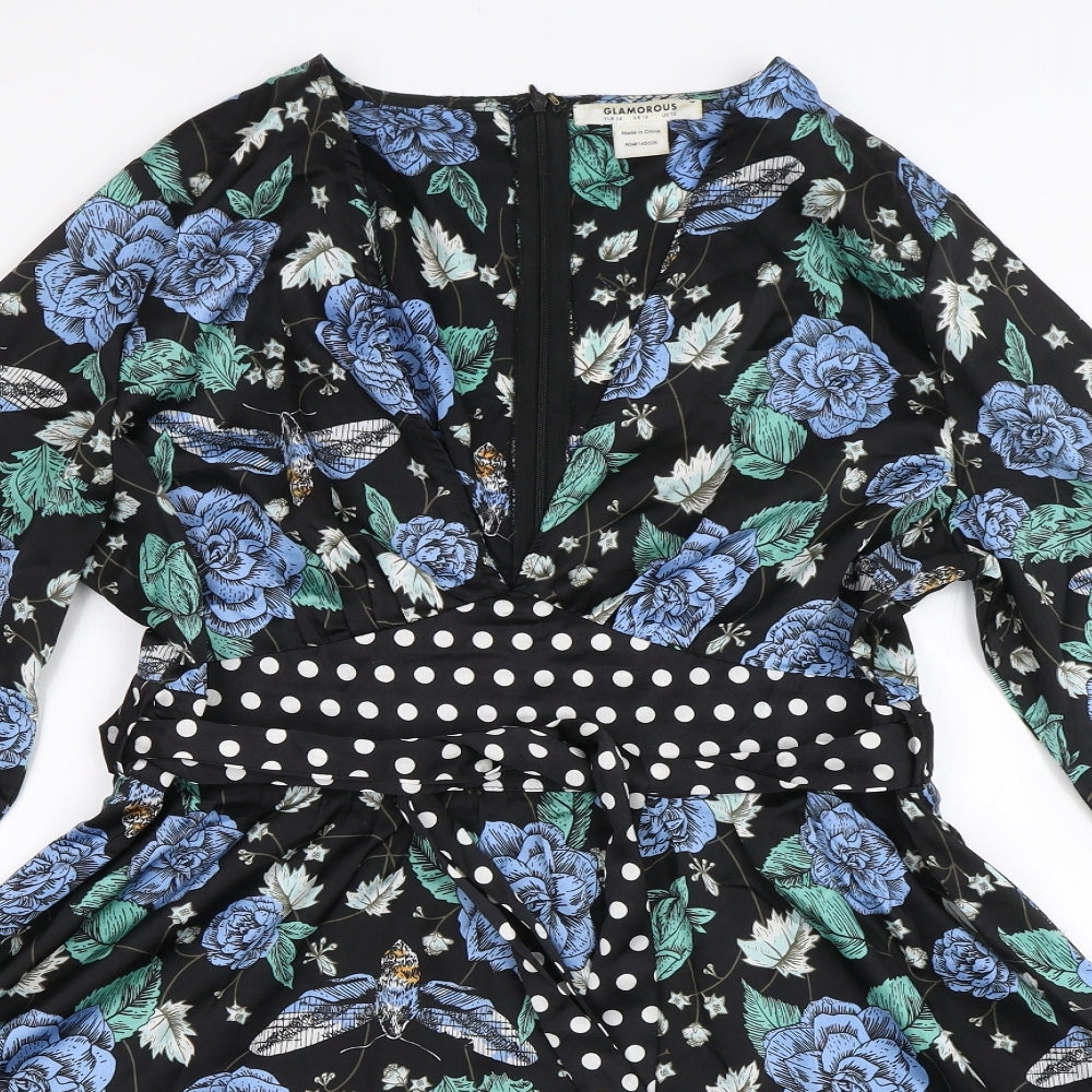 Glamorous Womens Black Floral  Shift  Size 16