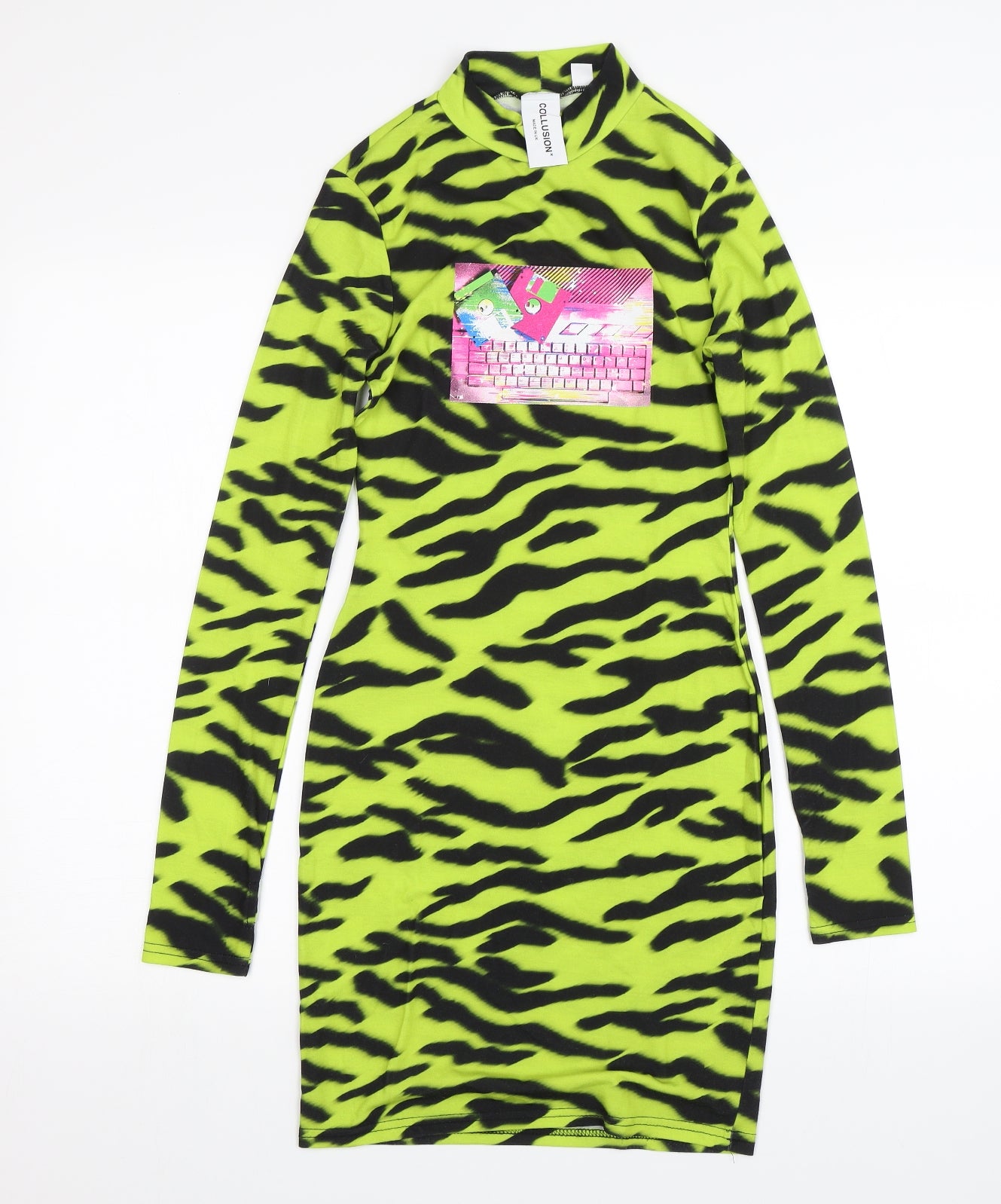 COLLUSION Womens Yellow Animal Print  Bodycon  Size 8