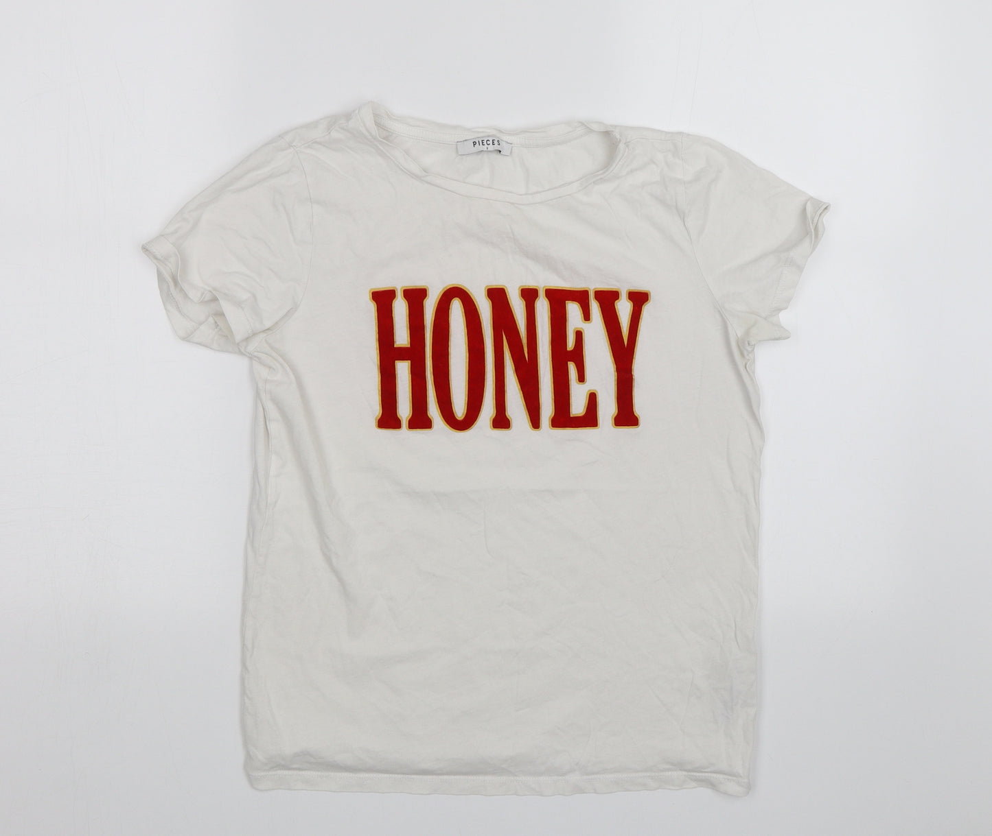 Pieces Womens White   Basic T-Shirt Size S  - Honey