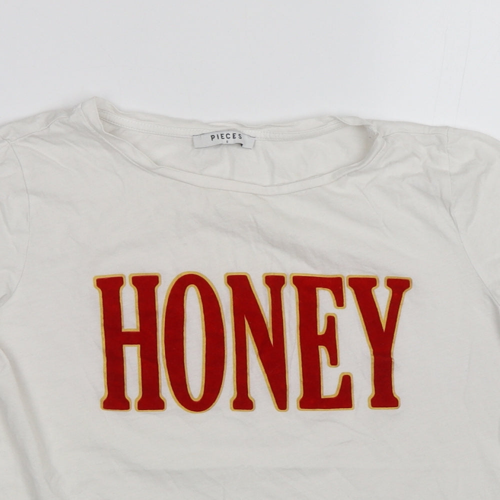 Pieces Womens White   Basic T-Shirt Size S  - Honey