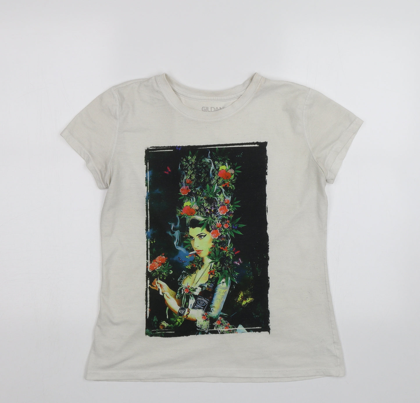 Gilden Womens White   Basic T-Shirt Size M