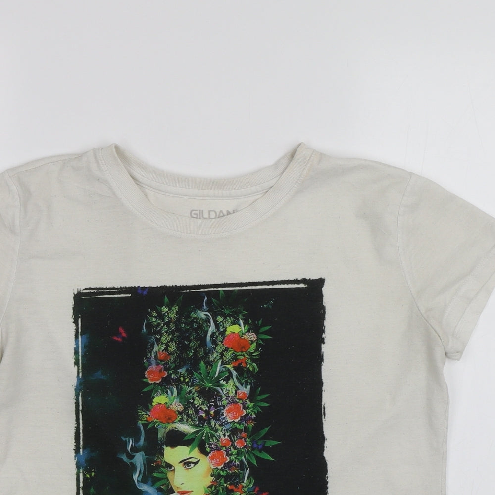 Gilden Womens White   Basic T-Shirt Size M