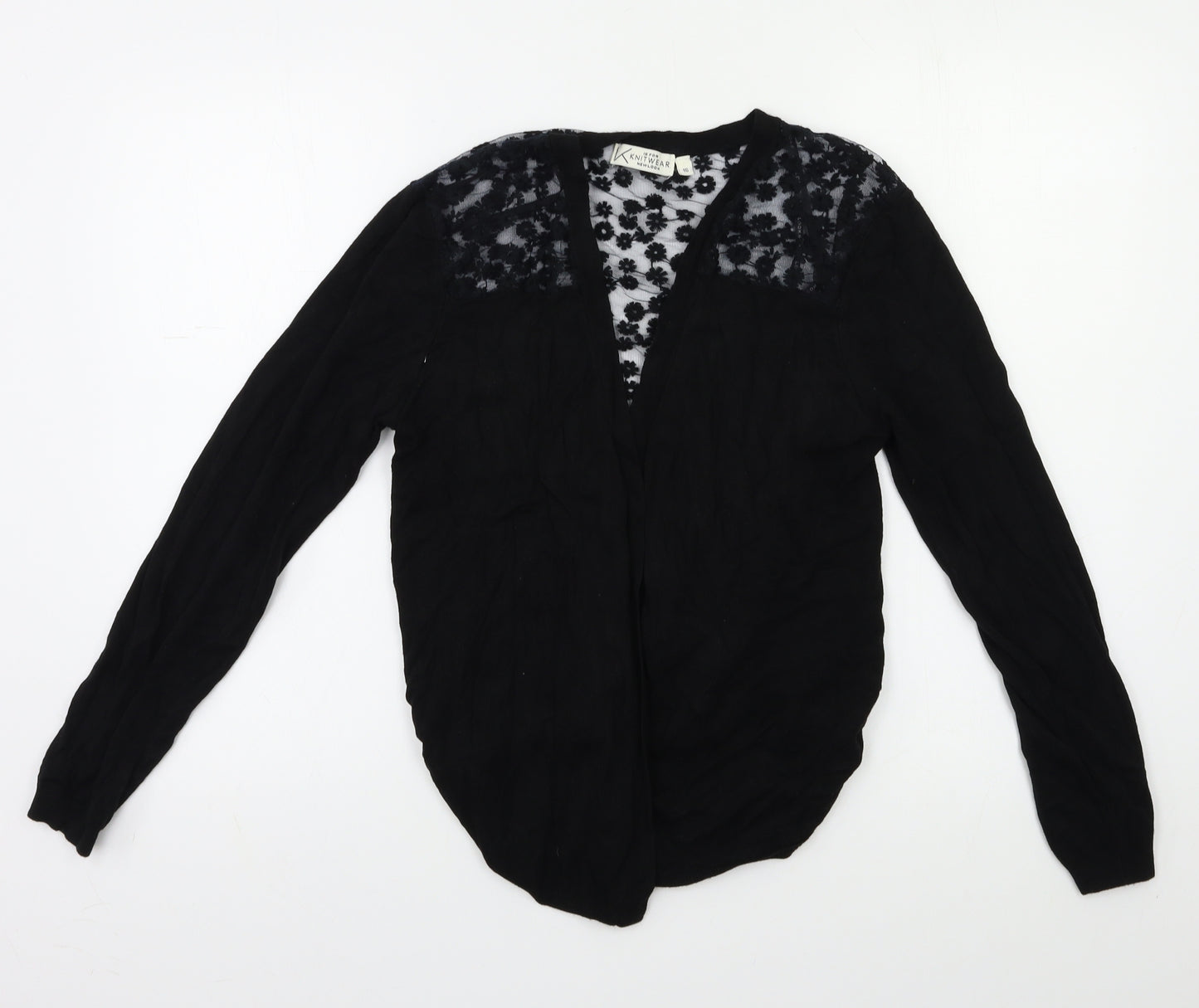 New Look Womens Black Floral  Cardigan Jumper Size 16