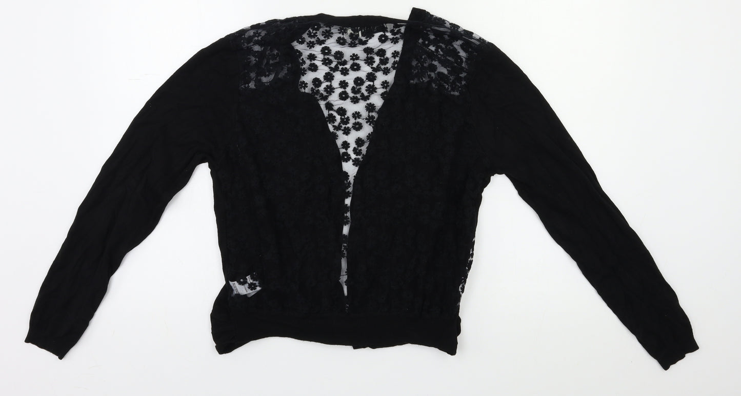 New Look Womens Black Floral  Cardigan Jumper Size 16
