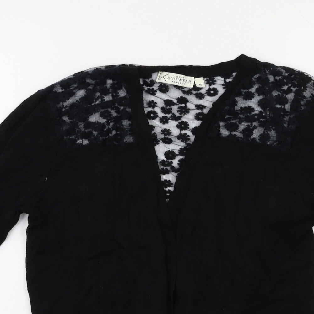 New Look Womens Black Floral  Cardigan Jumper Size 16