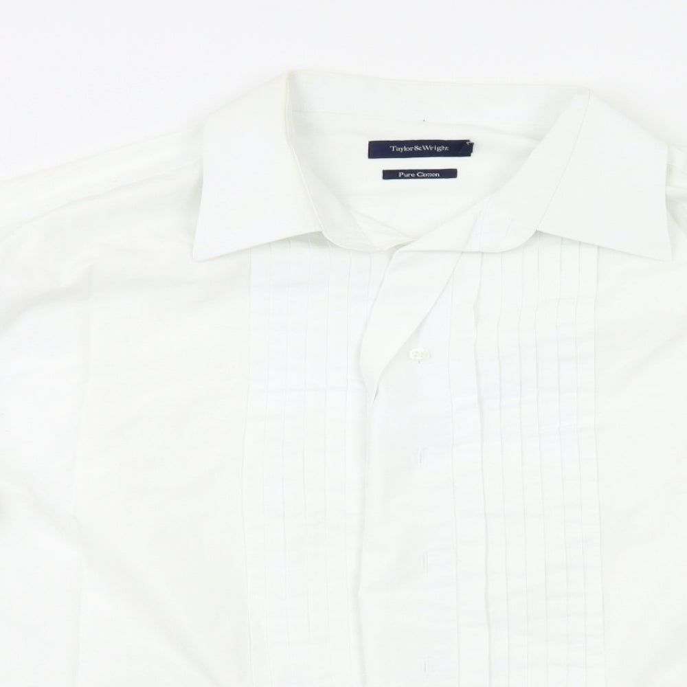 Taylor & Wright Mens White    Dress Shirt Size 17.5