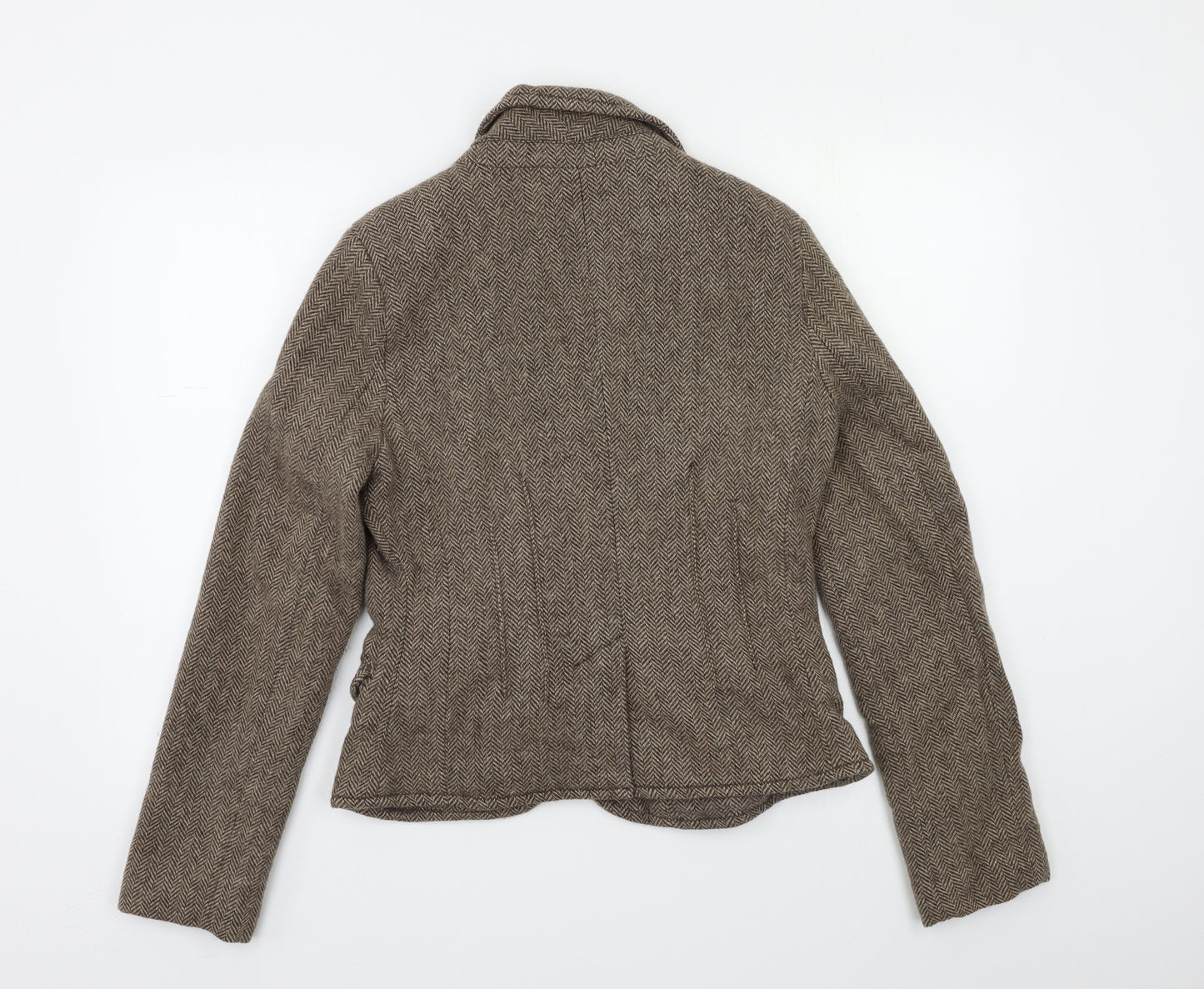 Active Wear Womens Brown Herringbone  Jacket Blazer Size 12