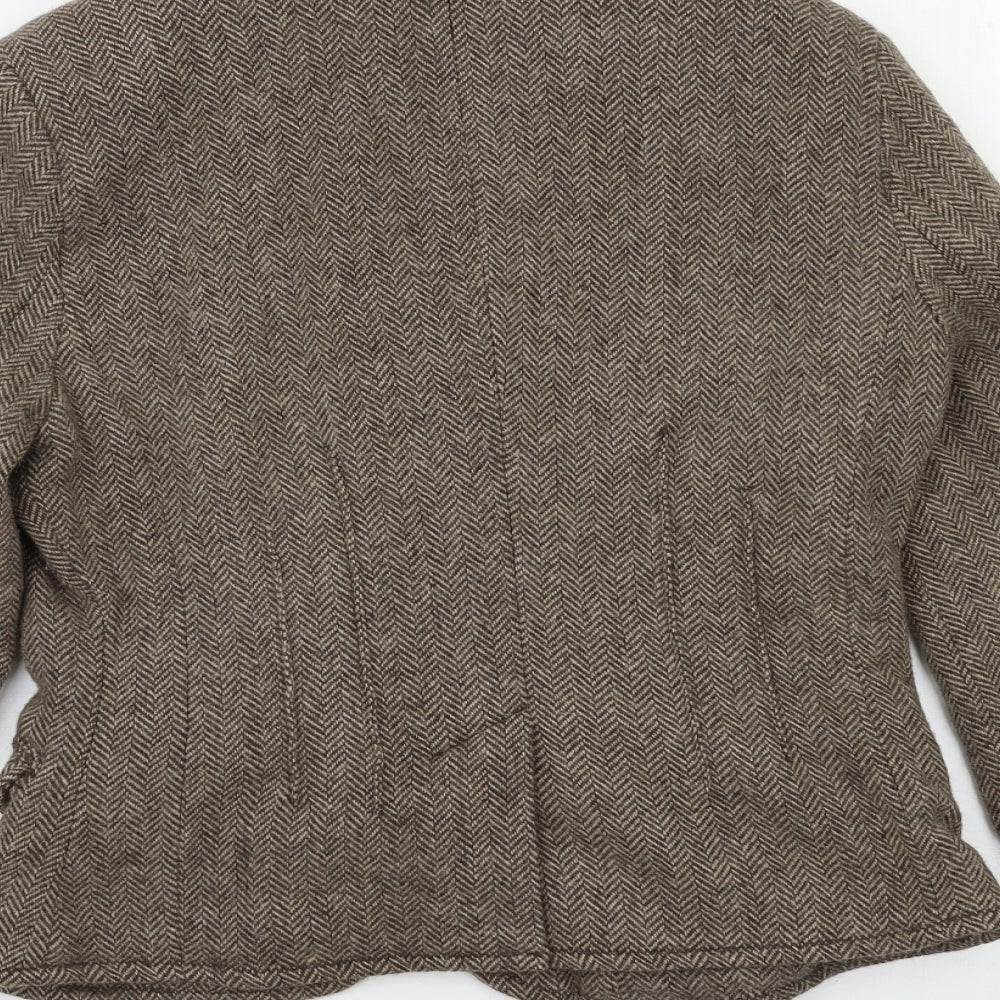 Active Wear Womens Brown Herringbone  Jacket Blazer Size 12