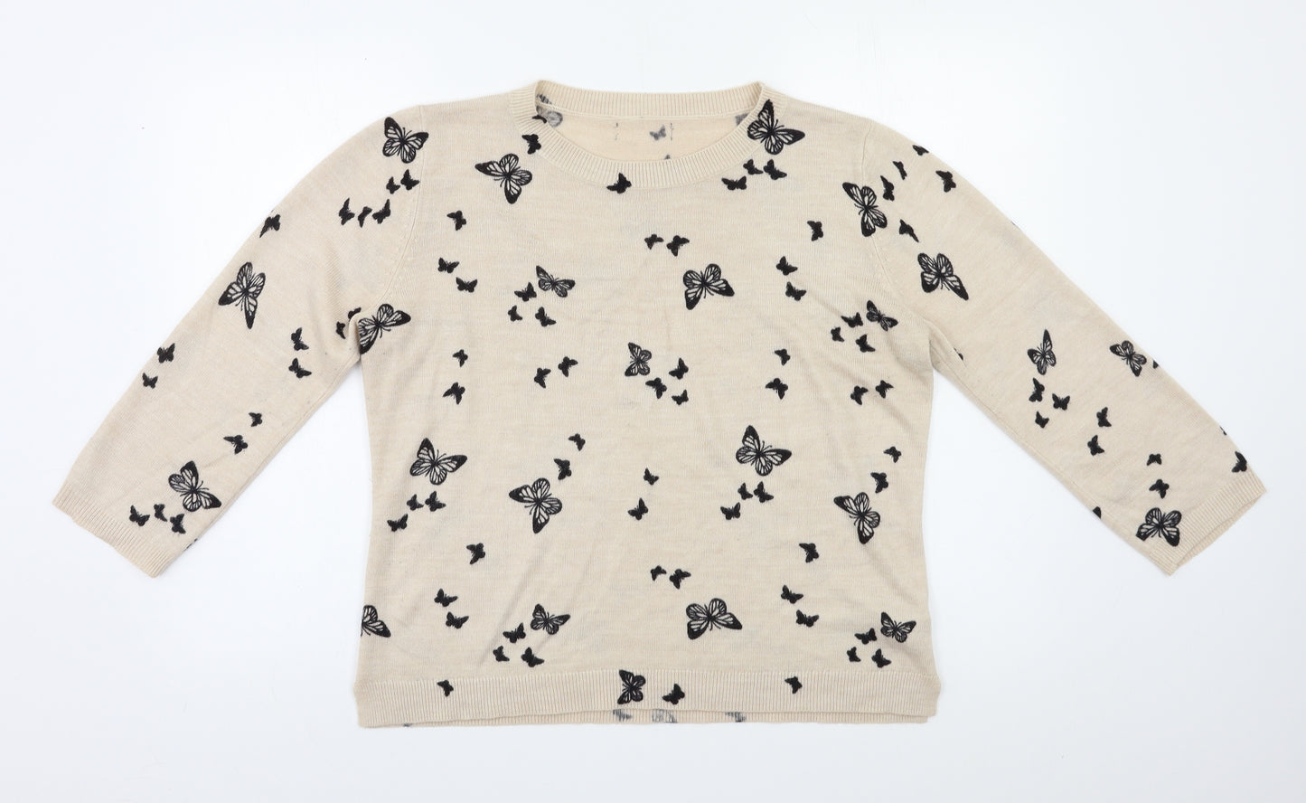 Preworn Womens Beige Geometric  Pullover Jumper Size 14