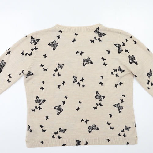 Preworn Womens Beige Geometric  Pullover Jumper Size 14