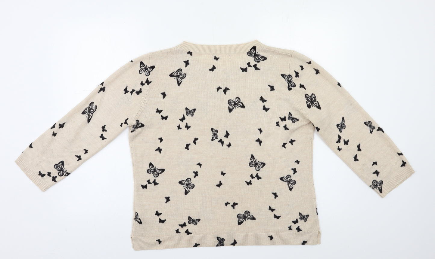 Preworn Womens Beige Geometric  Pullover Jumper Size 14