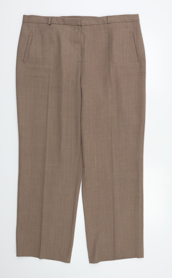 BHS Womens Beige Striped  Trousers  Size 20 L27 in