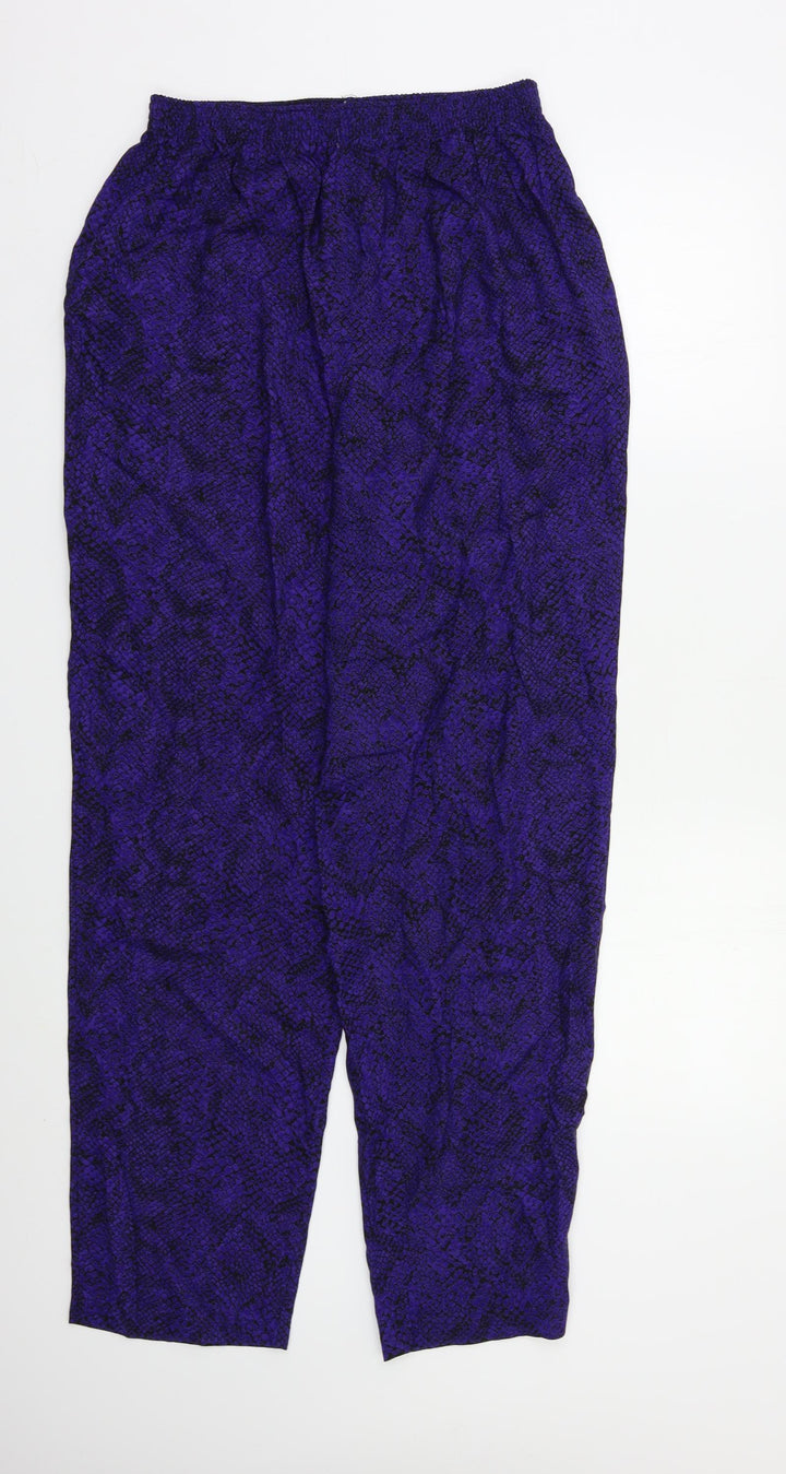 Nightingales Womens Purple Animal Print Trousers Size 14 L30 in