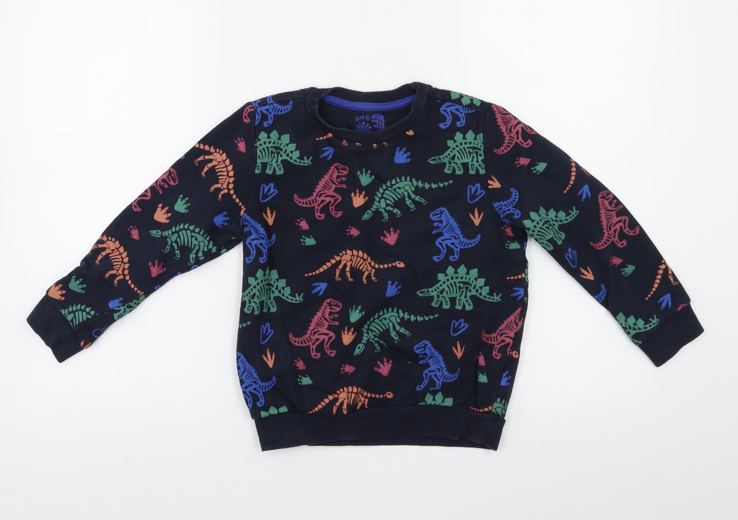 F&F Boys Black Geometric  Pullover Sweatshirt Size 6-7 Years  - DInosaur