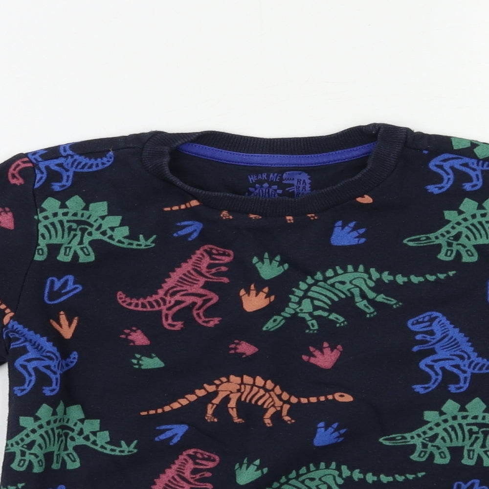 F&F Boys Black Geometric  Pullover Sweatshirt Size 6-7 Years  - DInosaur