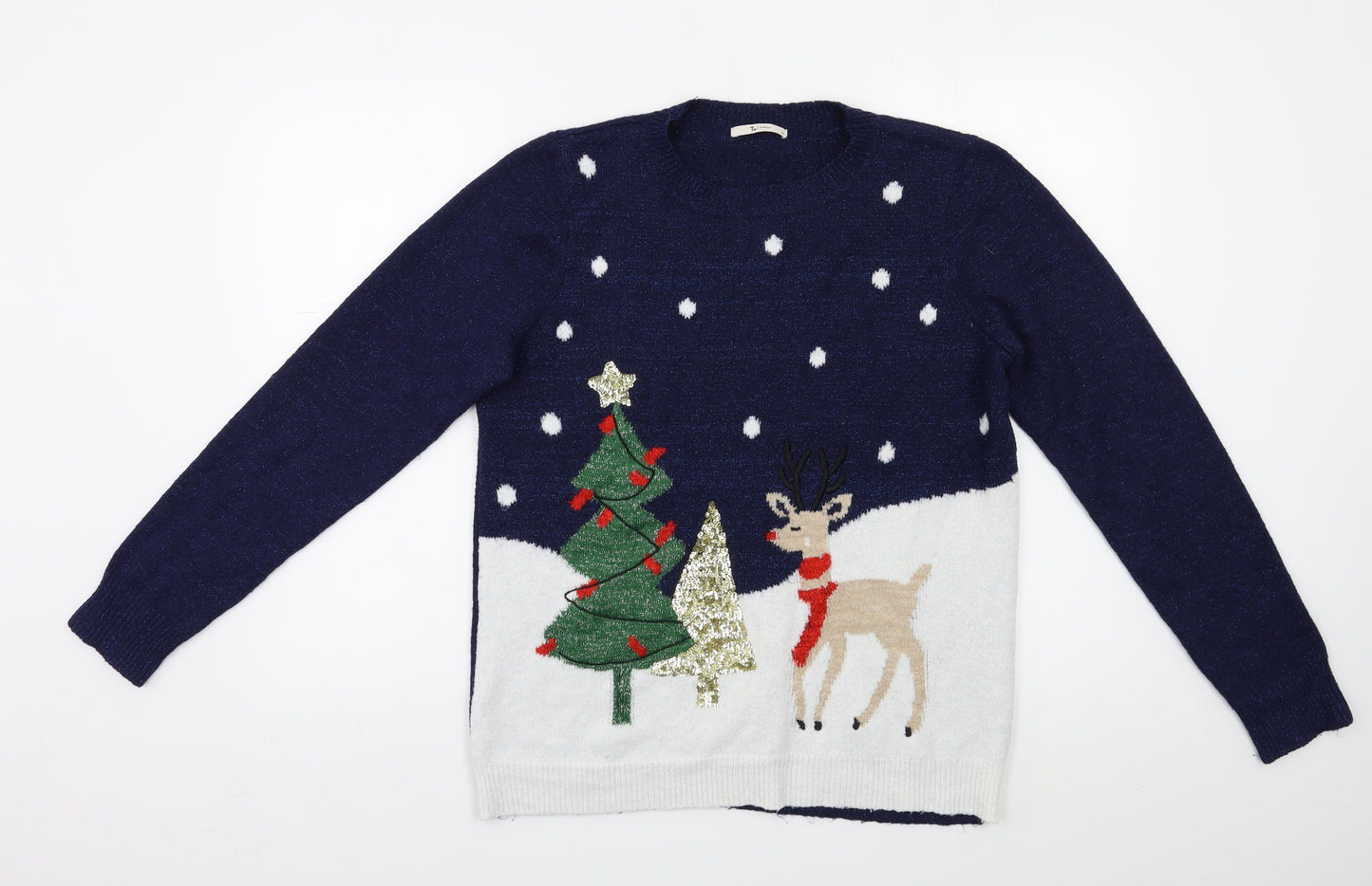 TU Womens Blue   Pullover Jumper Size 14  - Xmas jumper