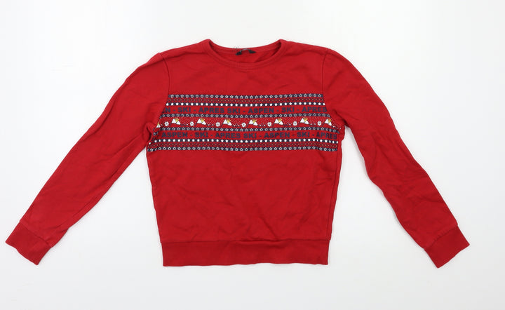 M&Co Girls Red   Pullover Sweatshirt Size 11 Years