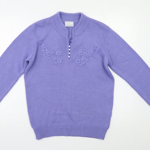 Sedagyl Womens Purple Floral  Pullover Jumper Size 12